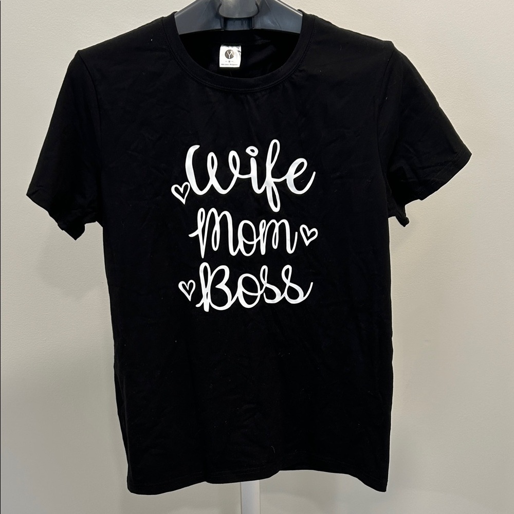 Black Graphic Tee - Wife Mom Boss